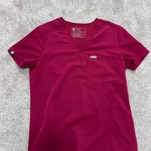 Figs Burgundy Scrub Top